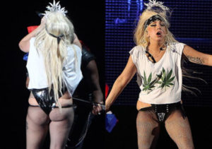 Lady Gaga smoking marijuana on stage. Celebrities smoking weed.